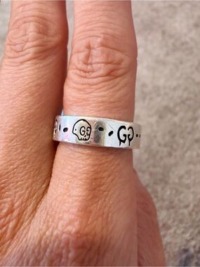 Sterling Silver Skull Accent Band - Silver